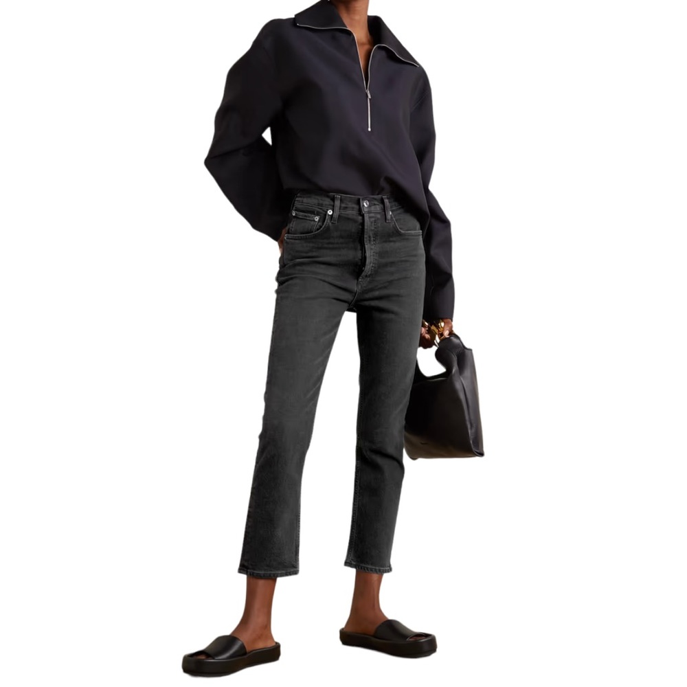 AGolde Riley Cropped High Rise Straight Leg Jeans